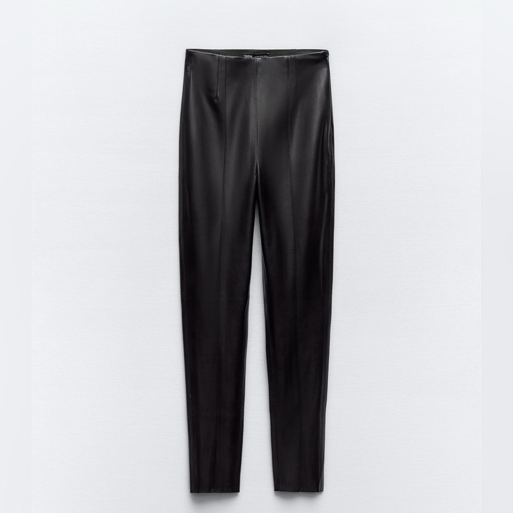 ZARA Faux Leather High Waisted Leggings L